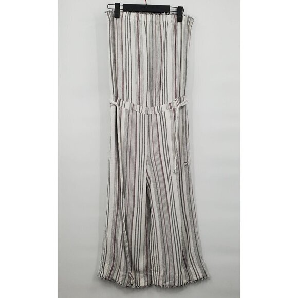 Cloth & Stone Strapless Wide Leg Jumpsuit Crop Stripe Small Women Multicolor - Picture 3 of 13